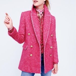 J.Crew Pink Herringbone Double Breasted Pea Coat